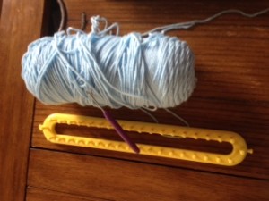 This is said knitting loom. Just as effective but without the danger.